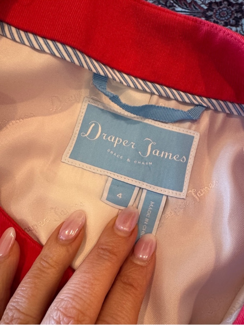 Draper James Bright Red Scallop Trench Coat in Lollipop Red Size 4 - Picture 8 of 8
